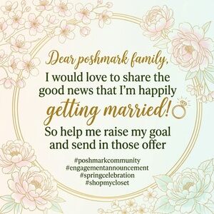 Wedding Announcement Floral Print - Cream and Gold